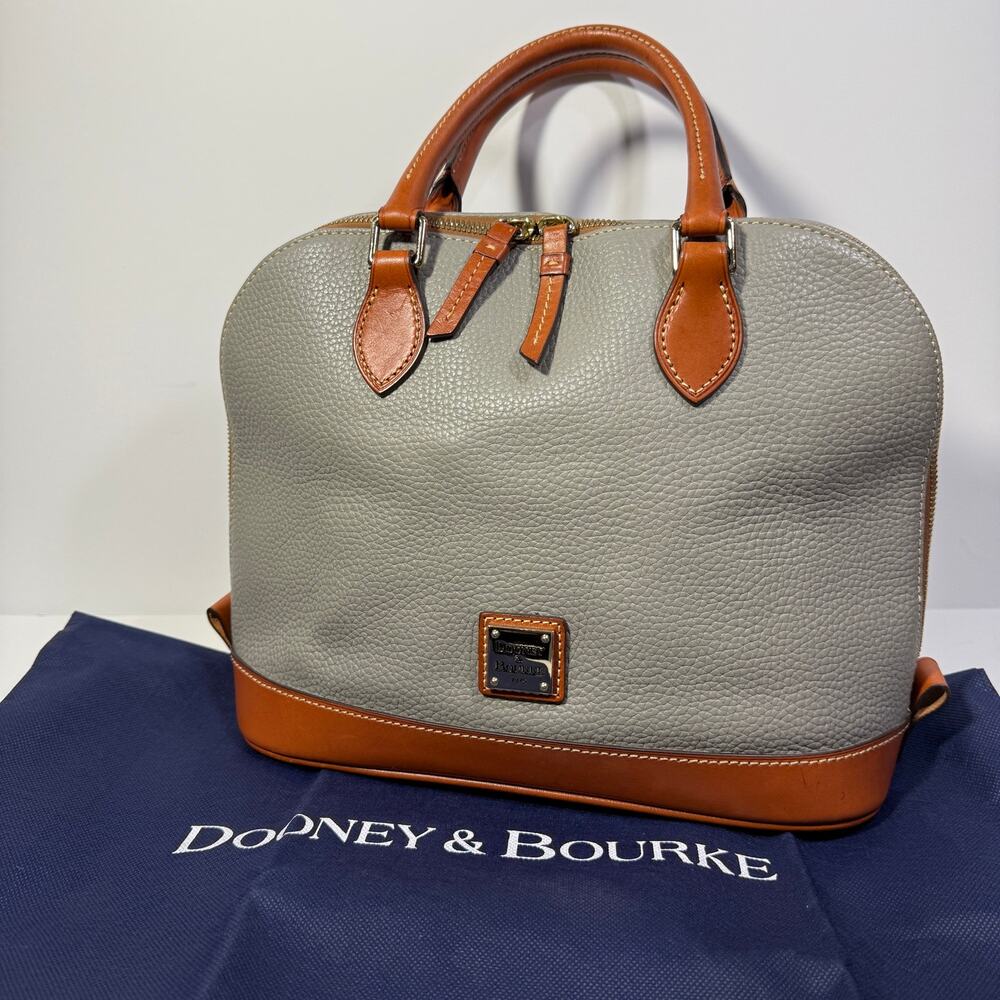 Dooney & Bourke Zip Zip Gray Pebbled Leather Domed Satchel Old Money Purse